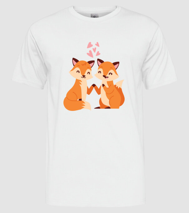 VULPI ÎNDRĂGOSTITE model alb pe tricou