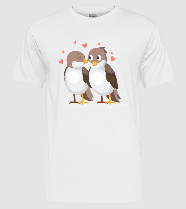 VRĂBII ÎNDRĂGOSTITE model alb pe tricou