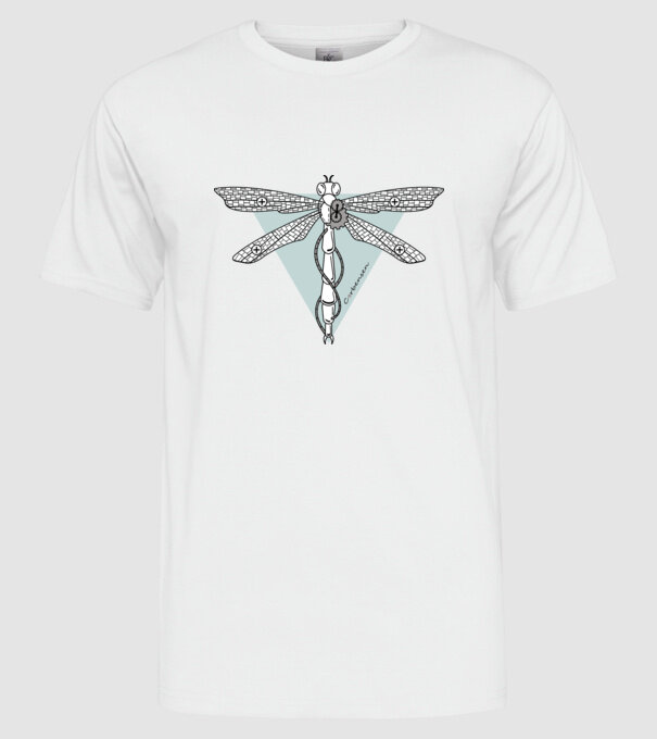 Libelulă model alb pe tricou