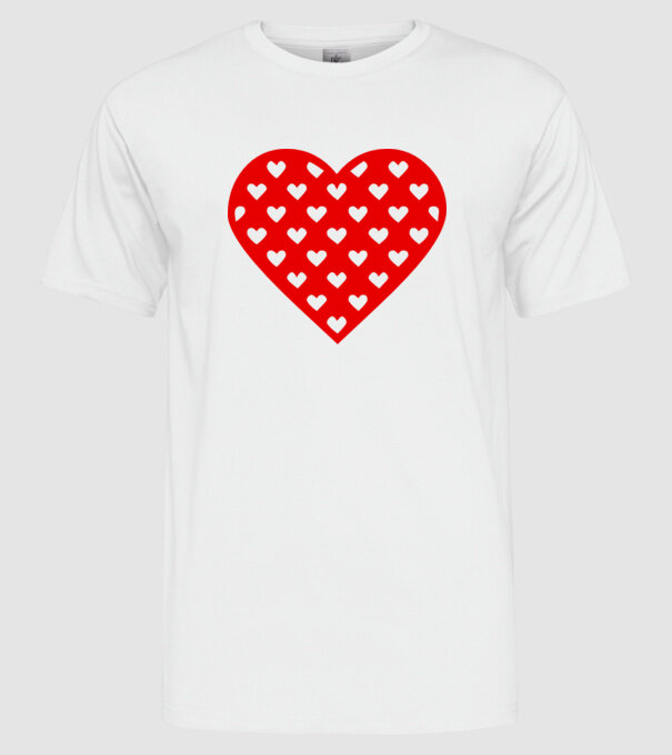 Inimă în inimă model alb pe tricou