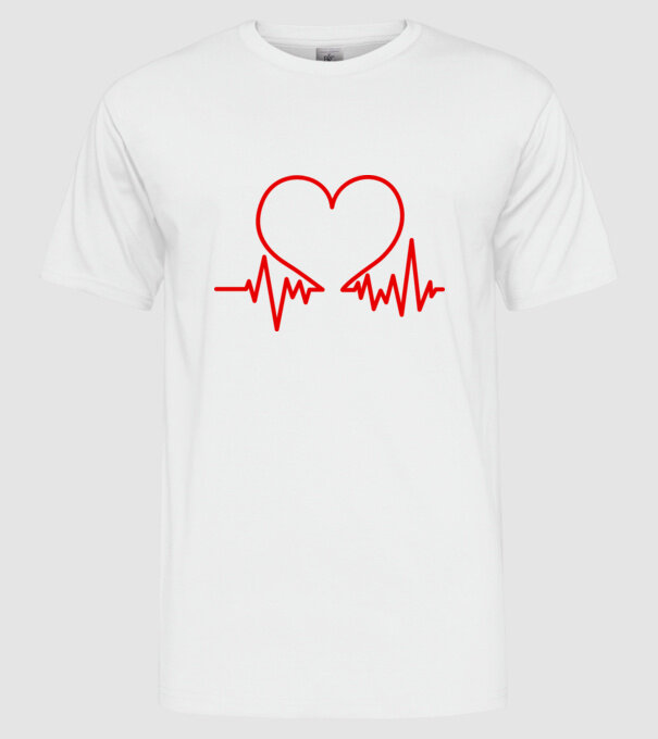 ECG inimă model alb pe tricou