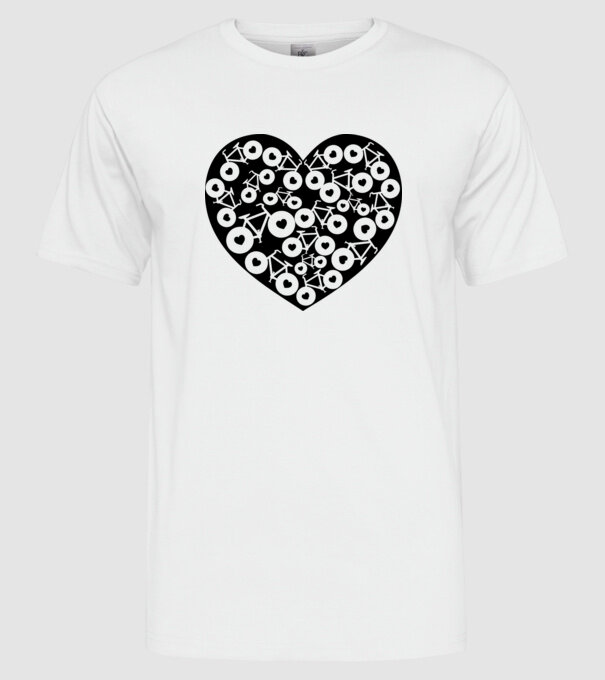 Inima bicicleta model alb pe tricou