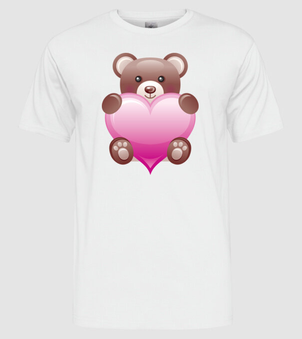 Ursuleț inimos model alb pe tricou