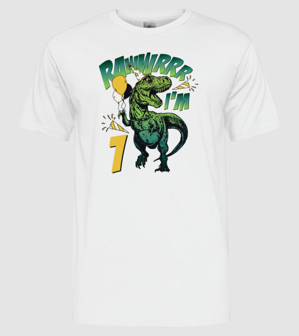 'Birthday Dinosaur rawww i''m 1' model alb pe tricou