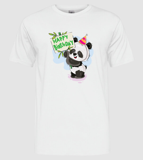 Zi de naștere panda model alb pe tricou