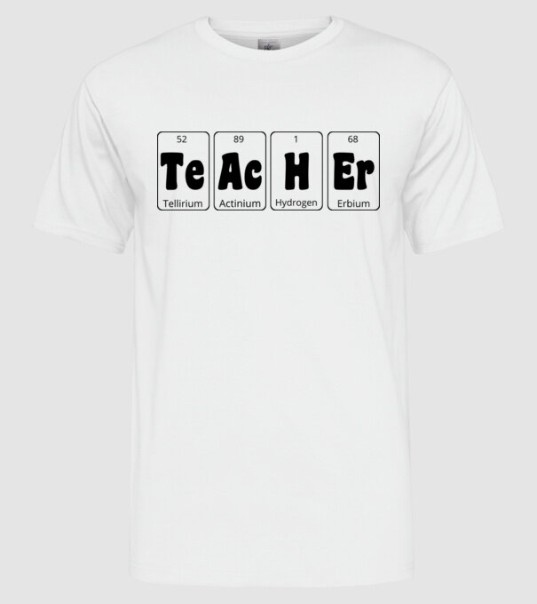 Teacher periodic model alb pe tricou