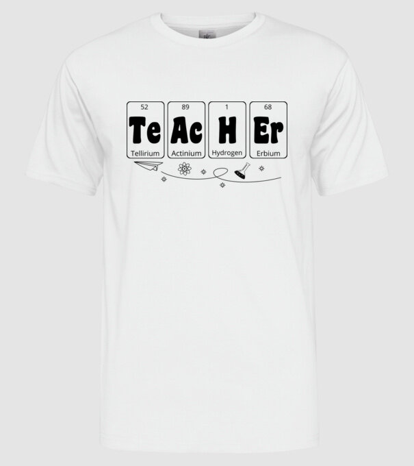 Teacher periodic model alb pe tricou