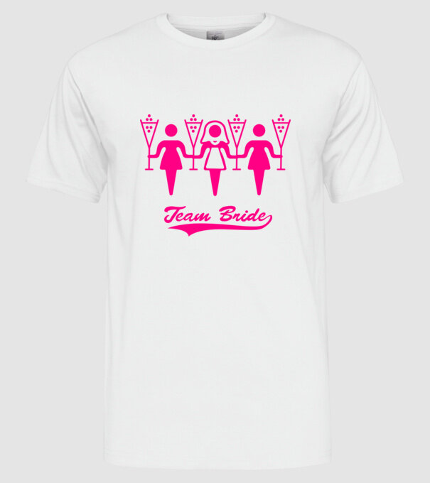 Team Bride model alb pe tricou
