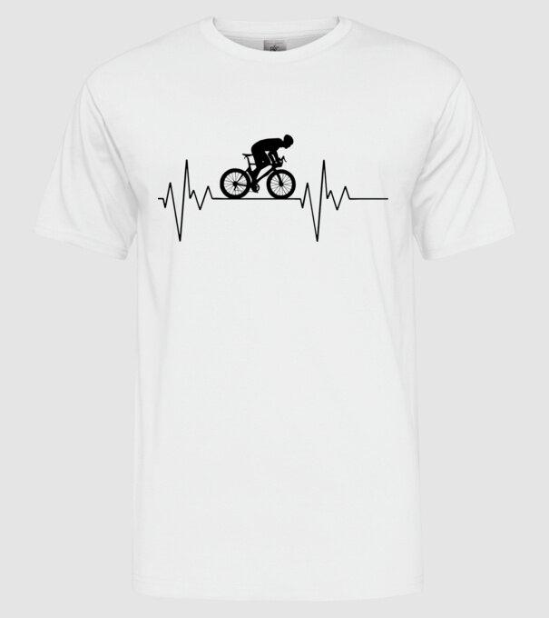 Biker Heartbeat model alb pe tricou