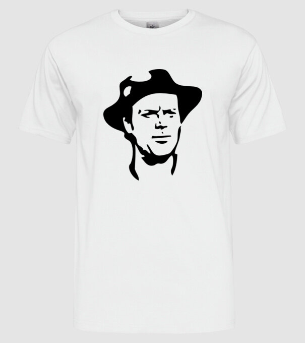 Terence Hill model alb pe tricou