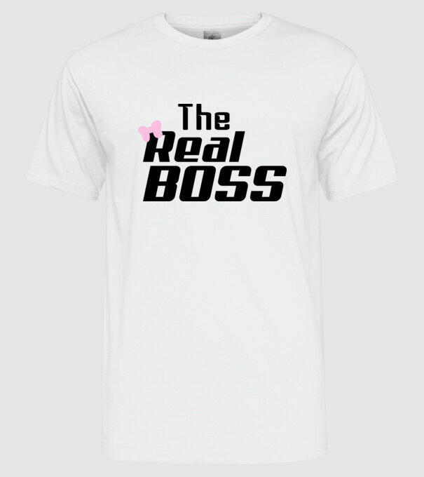The real boss model alb pe tricou