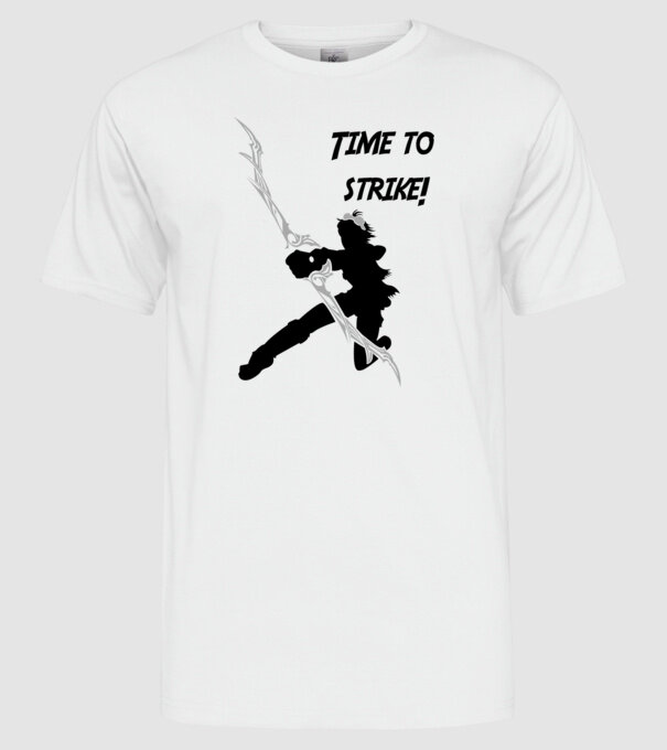 Time to strike model alb pe tricou