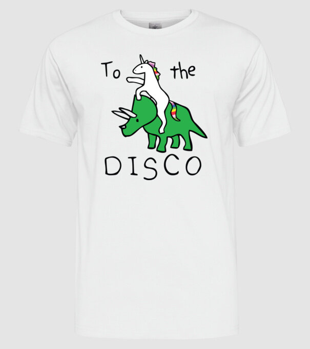 To the disco! model alb pe tricou