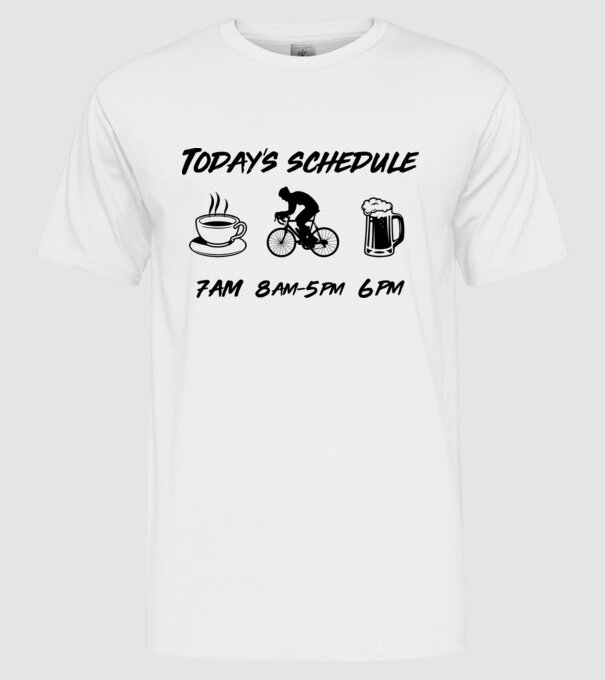 Todays schedule model alb pe tricou