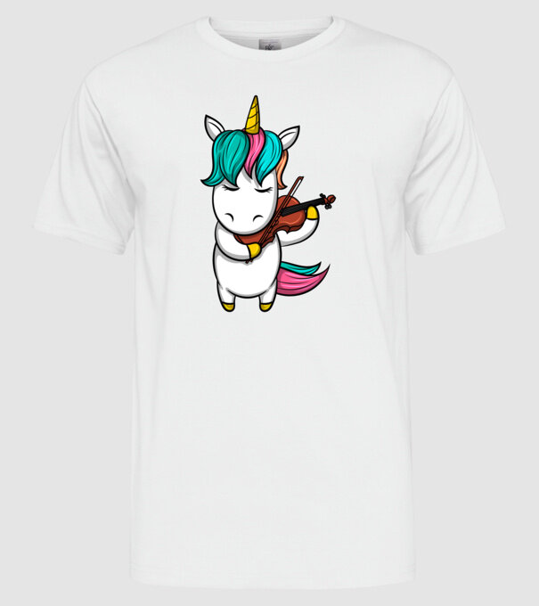 Unicorn Violin model alb pe tricou