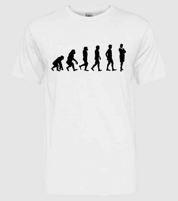 Evoluție femeie de afaceri model alb pe tricou