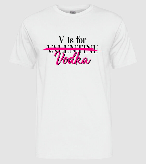 V for Vodka model alb pe tricou