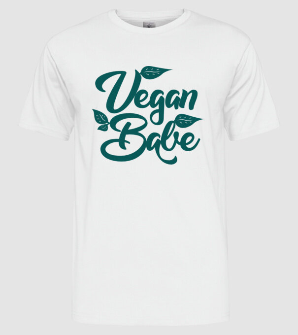 Vegan Babe model alb pe tricou
