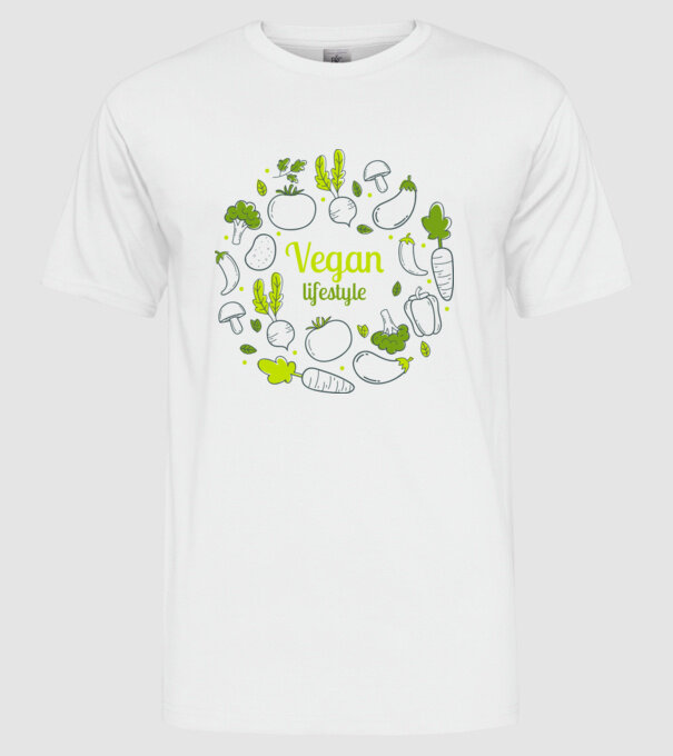 vegan lifestyle model alb pe tricou