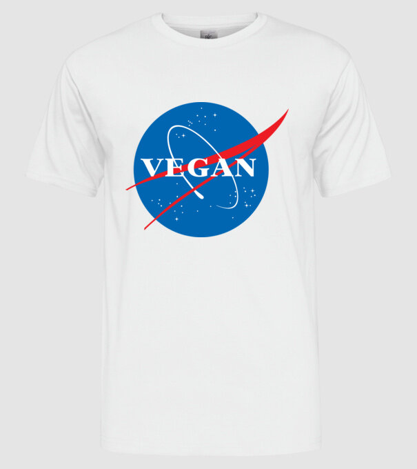 vegan nasa model alb pe tricou