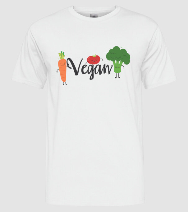 Vegan veggies model alb pe tricou