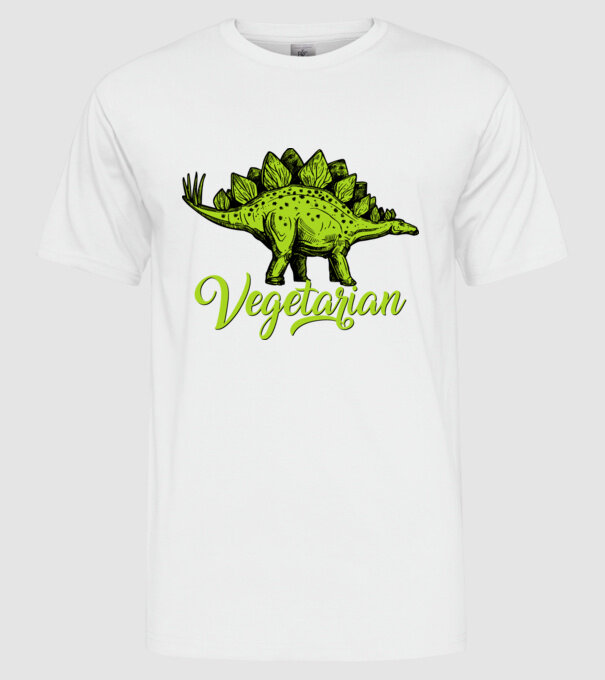 Vegetarian model alb pe tricou