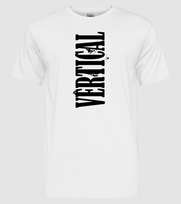 Vertical model alb pe tricou