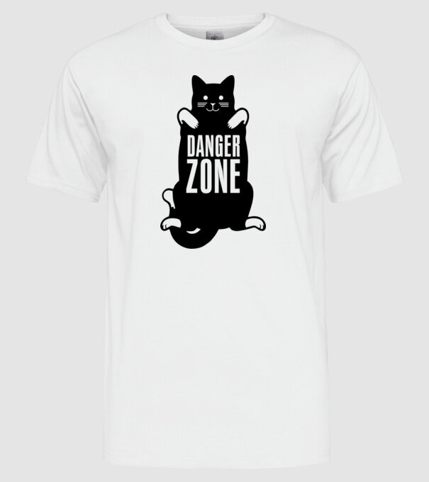 Zonă de pericol pisică model alb pe tricou