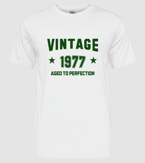 Vintage - 1977 model alb pe tricou