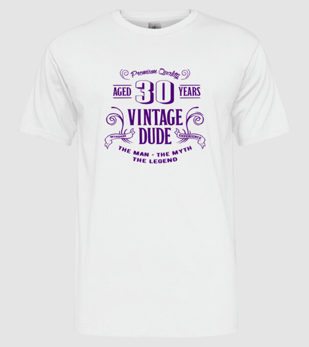 Vintage Dude - 30 model alb pe tricou