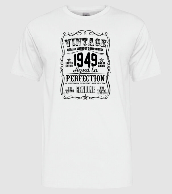 Vintage perfection 1949 model alb pe tricou