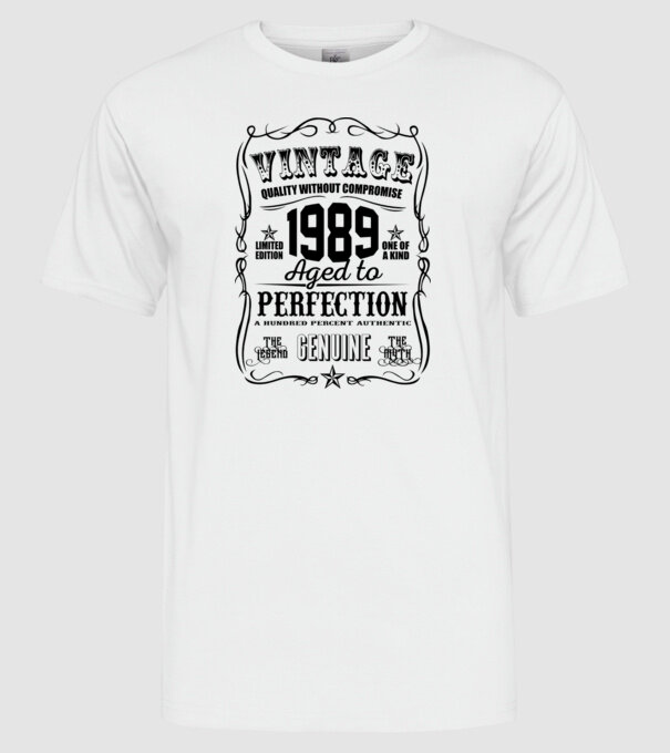 Vintage perfection 1989 model alb pe tricou