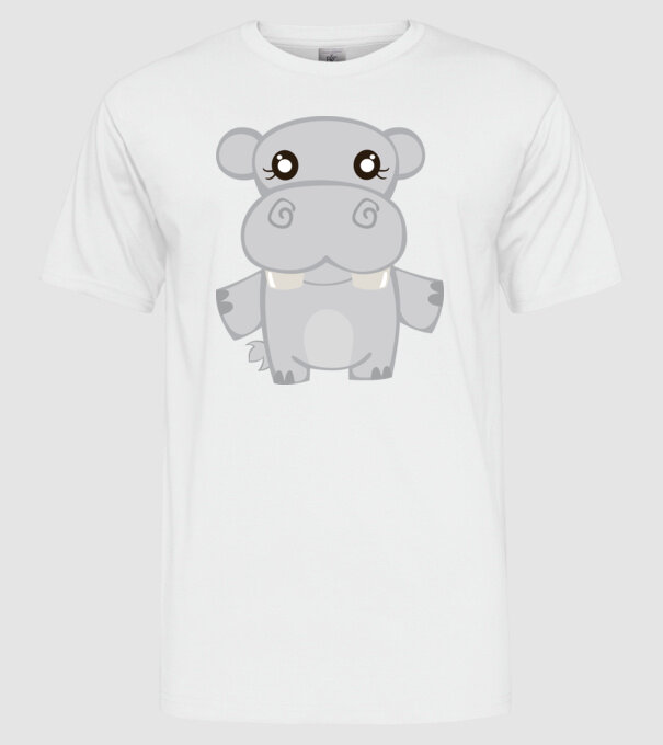 Hipopotam model alb pe tricou