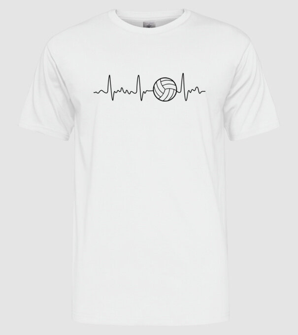 Volleyball heartbeat model alb pe tricou