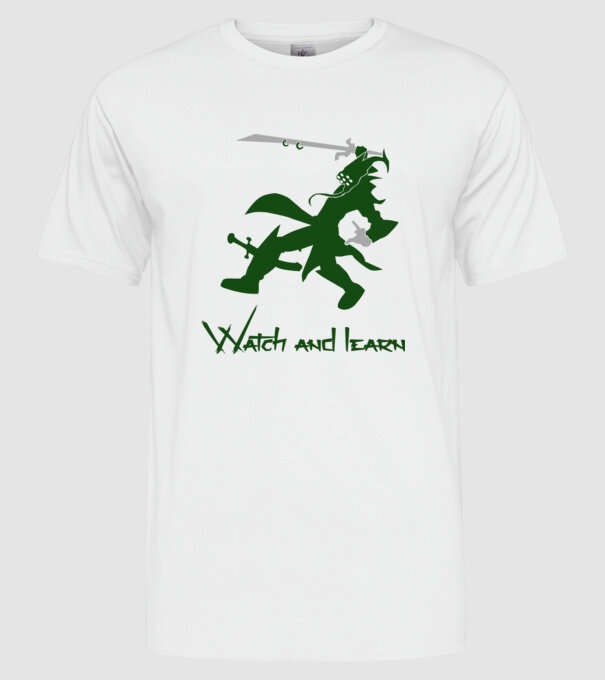 Watch and learn model alb pe tricou
