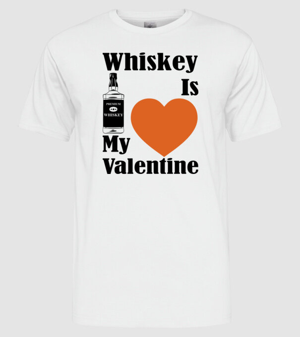 Whiskey Valentine model alb pe tricou