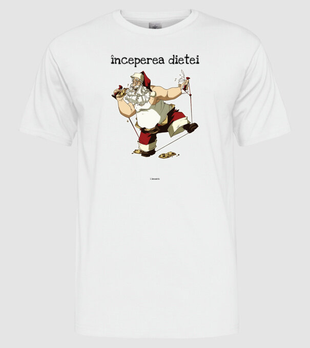 începerea dietei - 1 ianuarie model alb pe tricou