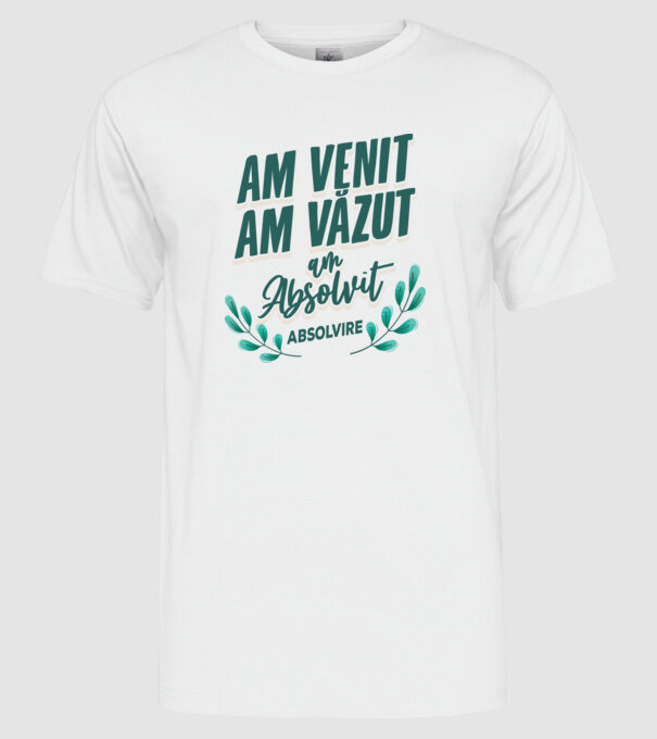 Absolvire model alb pe tricou