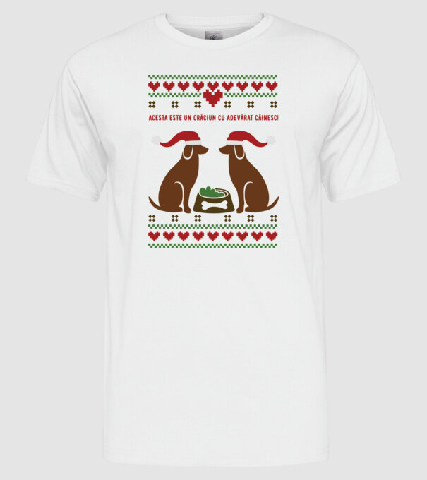 acesta este un Crăciun cu adevărat câinesc! model alb pe tricou