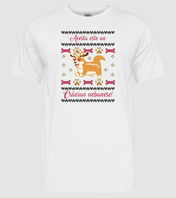 acesta este un Crăciun nebunesc model alb pe tricou