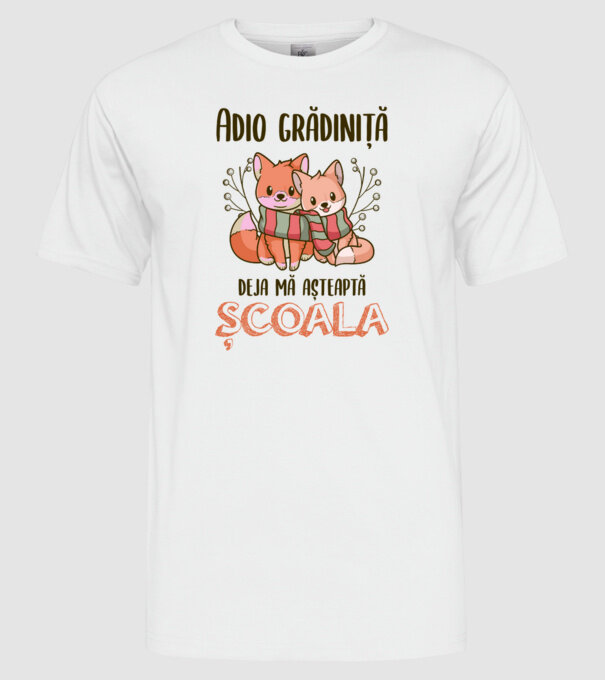 Adio grădiniță, deja mă așteaptă școala model alb pe tricou