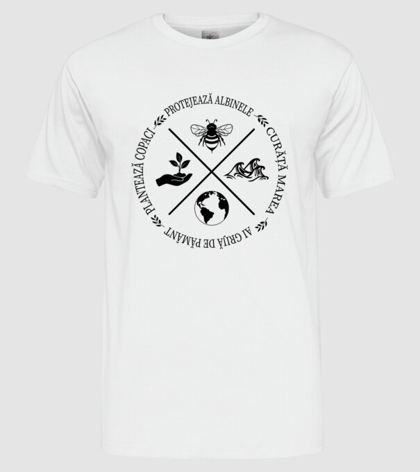 Ai grijă de Pământ model alb pe tricou