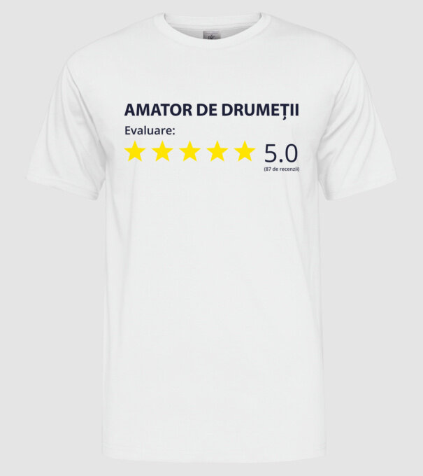amator de drumeții evaluare model alb pe tricou