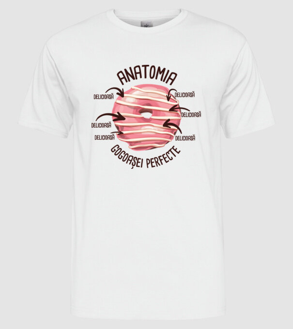 anatomia gogoașei perfecte: delicioasă model alb pe tricou