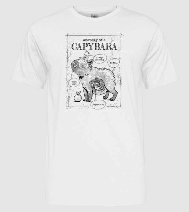 Anatomy of a Capybara model alb pe tricou