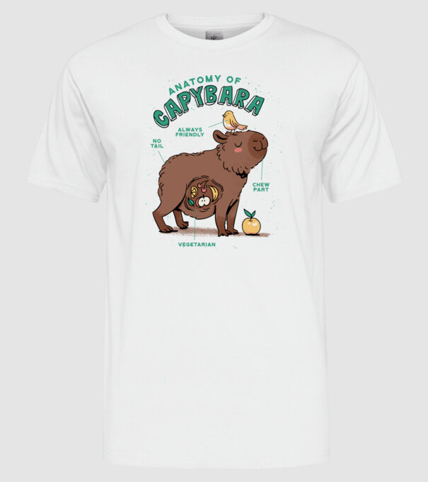 Anatomy of Capybara model alb pe tricou