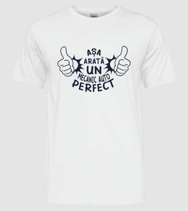 Așa arată un mecanic auto perfect model alb pe tricou