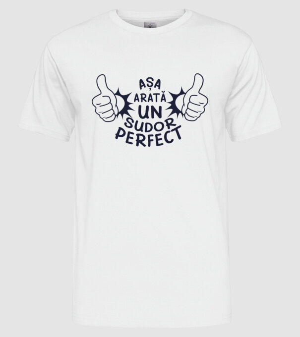 Așa arată un SUDOR perfect model alb pe tricou