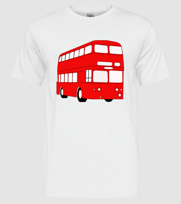 Autobuze model alb pe tricou