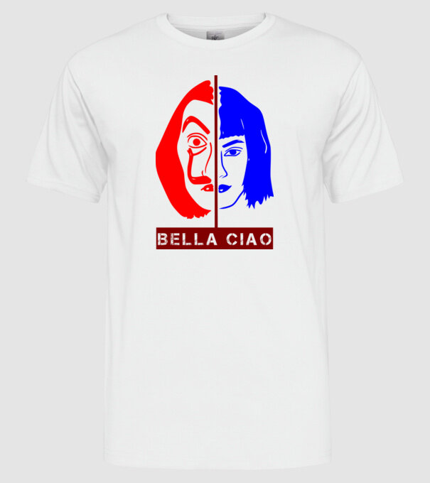 bella ciao tokyo model alb pe tricou